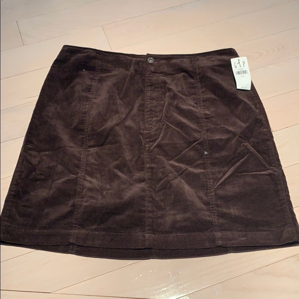 Gap Brown Crushed Corduroy Skirt Size 14